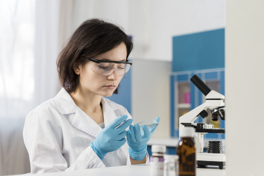 Researcher gathering data for maximum precision in preclinical laboratory studies.